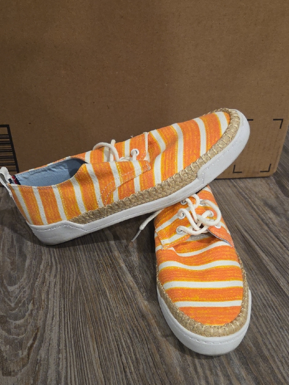 Tommy Hilfiger Orange, Yellow and White Striped Lace-Up Sneakers
